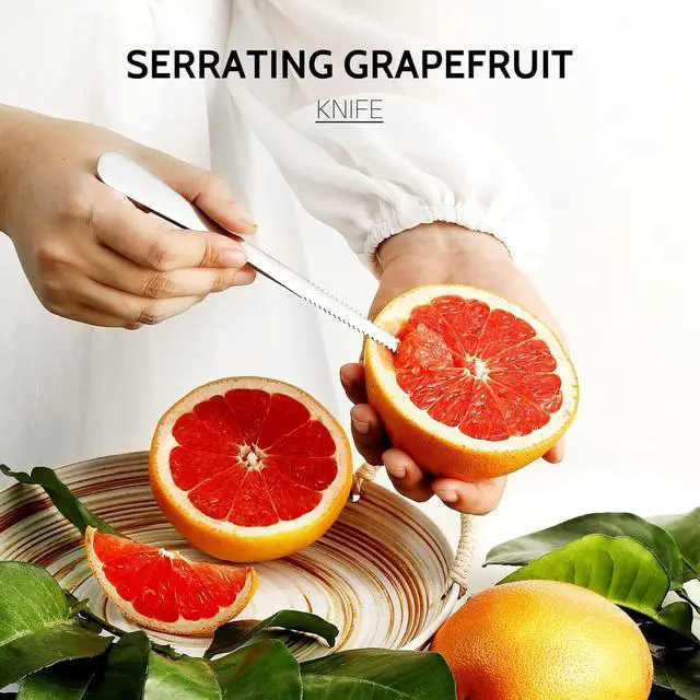 Alt view image 4 of 7 - Hiware 4-piece Grapefruit Spoons and Grapefruit Knife, 18/8 Stainless Steel