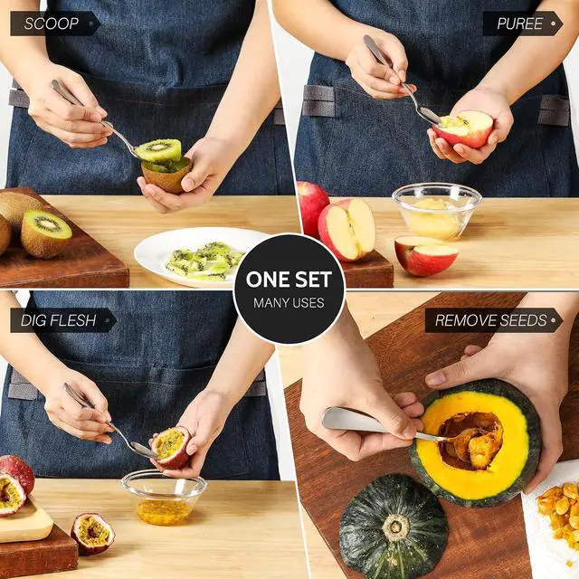 Alt view image 7 of 7 - Hiware 4-piece Grapefruit Spoons and Grapefruit Knife, 18/8 Stainless Steel