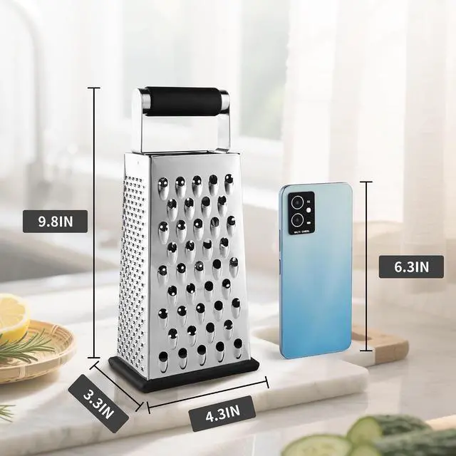 Alt view image 2 of 7 - Kaishun Cheese Grater, 4-Sided Box Grater for Cheese, Vegetable & Fruit