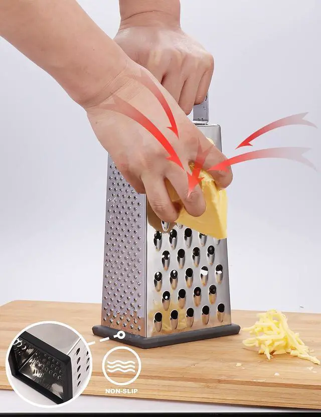 Alt view image 5 of 7 - Kaishun Cheese Grater, 4-Sided Box Grater for Cheese, Vegetable & Fruit