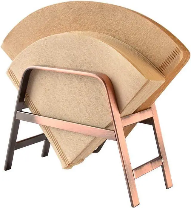 Main image of CAFEMASY Retro Copper Coffee Filter Paper Holder Rack Stand for Home Kitchen Cafe Bar Cone Coffee Filters Storage
