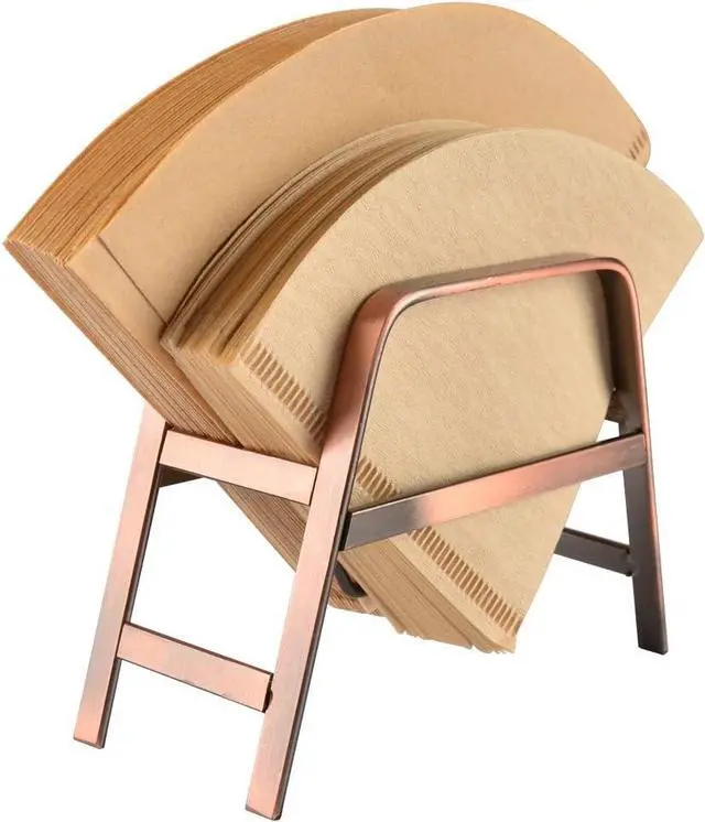 Alt view image 6 of 7 - CAFEMASY Retro Copper Coffee Filter Paper Holder Rack Stand for Home Kitchen Cafe Bar Cone Coffee Filters Storage
