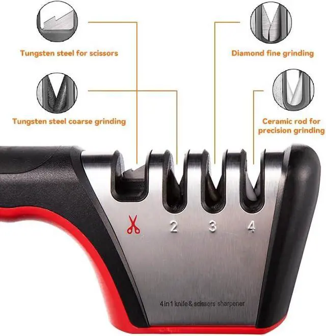 Alt view image 2 of 7 - Brigii Knife Sharpener, 4-in-1 Kitchen Knife and Scissor Sharpener