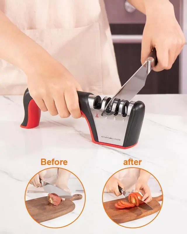 Alt view image 3 of 7 - Brigii Knife Sharpener, 4-in-1 Kitchen Knife and Scissor Sharpener