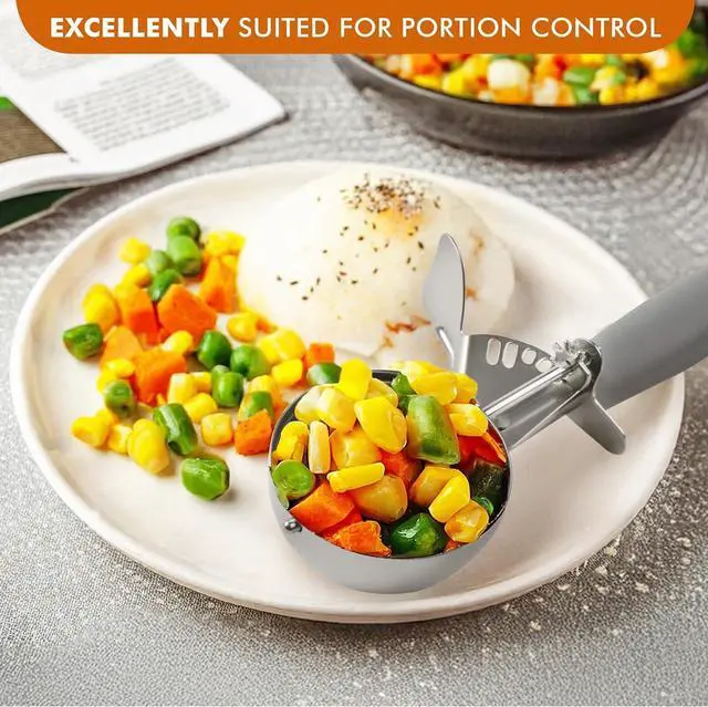 Alt view image 5 of 7 - JUNADAEL J 4 OZ Scoop, Large Ice Cream Scoop With Trigger, Disher, Size #8 (1/2 Cup) Cookie Scoop, Muffin Scoop, Cupcake Scoop, Gray Handle, For Cookie, Cupcake, Muffin, Ice Cream, Rice