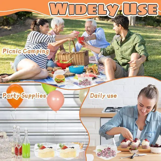 Alt view image 5 of 7 - Jizvxe 50 Pcs Clear Plastic Take Out Containers,Clear Plastic Square Hinged Food Container with Lids,Disposable Clamshell Dessert Containers for Salad,Pasta,Hamburger(5.3 x 4.7 x 2.8 in)