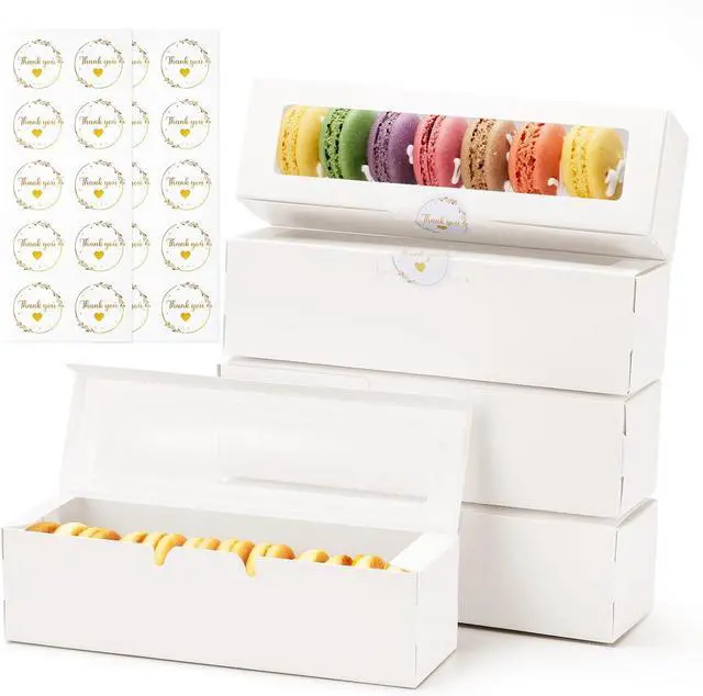 Main image of Macaron Boxes with Window, Pack of 20, 7.3x2x2in, Each Holds 6-8 PCS