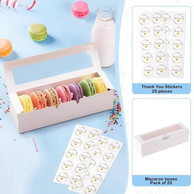 Alt view image 2 of 7 - Macaron Boxes with Window, Pack of 20, 7.3x2x2in, Each Holds 6-8 PCS