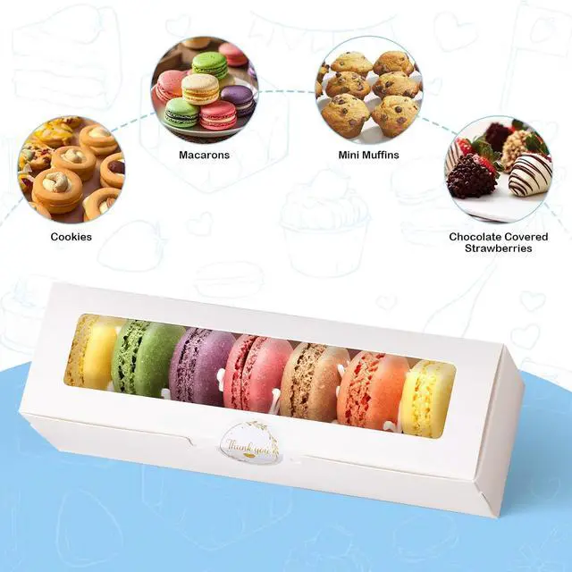 Alt view image 3 of 7 - Macaron Boxes with Window, Pack of 20, 7.3x2x2in, Each Holds 6-8 PCS