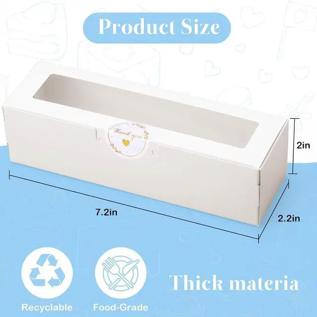 Alt view image 4 of 7 - Macaron Boxes with Window, Pack of 20, 7.3x2x2in, Each Holds 6-8 PCS