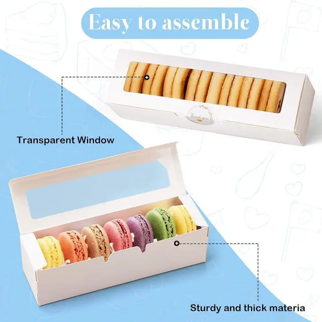 Alt view image 5 of 7 - Macaron Boxes with Window, Pack of 20, 7.3x2x2in, Each Holds 6-8 PCS