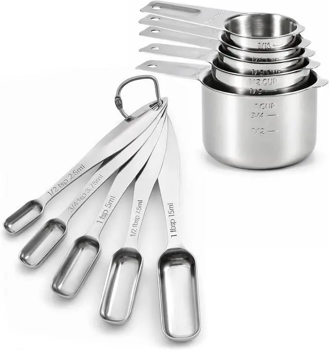 Main image of FANGSUN Stainless Steel Measuring Cups and Spoons Set of 10