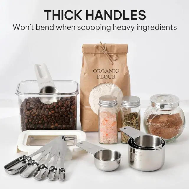 Alt view image 2 of 7 - FANGSUN Stainless Steel Measuring Cups and Spoons Set of 10