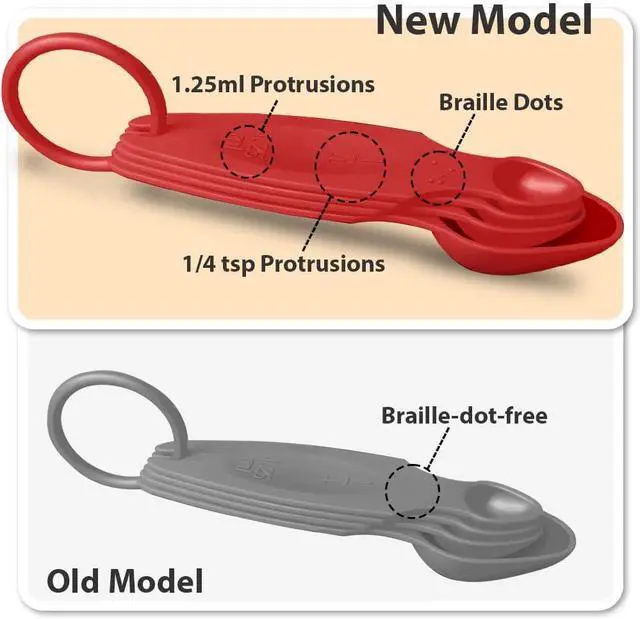 Alt view image 3 of 7 - Braille Measuring Spoon & Cup Set - 4-Piece Nesting Spoons