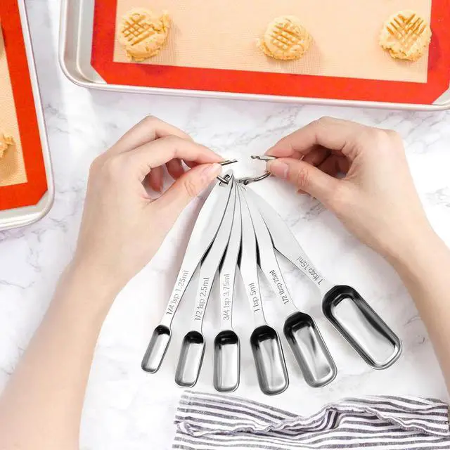Alt view image 4 of 7 - FANGSUN Stainless Steel Measuring Spoons Set of 6, Narrow Design