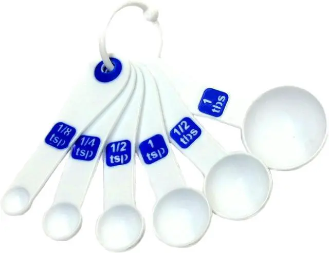 Main image of Chef Craft Select Plastic Measuring Spoon Set, 6 piece set, White and Blue