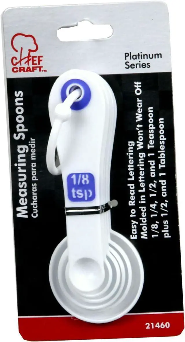 Alt view image 2 of 3 - Chef Craft Select Plastic Measuring Spoon Set, 6 piece set, White and Blue