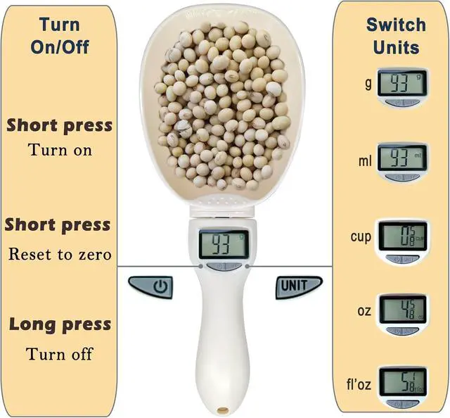 Alt view image 5 of 7 - Electronic Measuring Spoon, Weighs 0.1g-800g Precision, Digital Kitchen Spoon Scale, Clear LCD Display, Includes Button Battery, Ideal For Cooking, Baking, Coffee Brewing, Pet Feeding