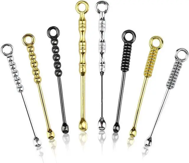 Main image of 8 PCS Mini Shovel Spoons, Metal Tiny Spoons, Portable Small Scoop Charms