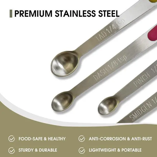 Alt view image 3 of 6 - 1Pack Small Measuring Spoon Set with Multi-Color Silicone Grip