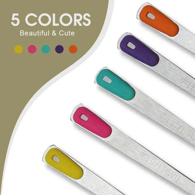 Alt view image 5 of 6 - 1Pack Small Measuring Spoon Set with Multi-Color Silicone Grip