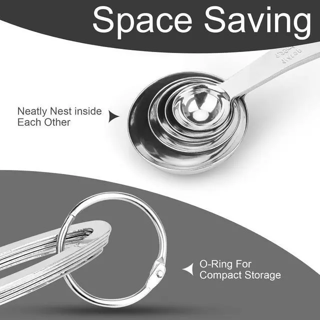 Alt view image 3 of 7 - 5pcs Measuring Spoon Set, Heavy Duty Stainless Steel