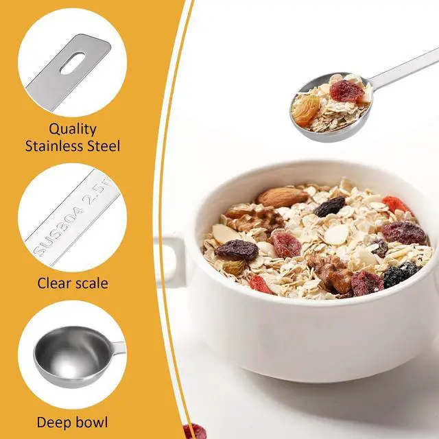 Alt view image 3 of 7 - 4Pcs Long Handle Measuring Spoons Set, 7 Inches Stainless Steel Measuring spoon Tablespoon Teaspoon Coffee Scoop for Cooking Baking