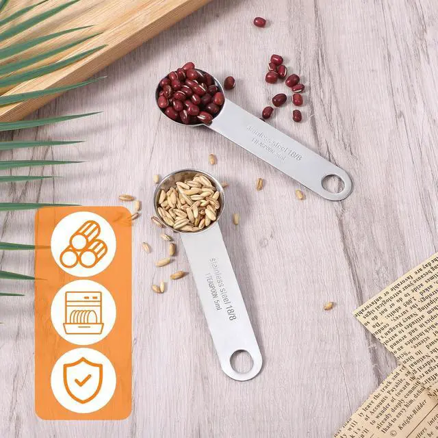 Alt view image 2 of 7 - 2PCS Stainless Steel 1 Teaspoon Measuring Spoons 1/3tbsp Tablespoon Measurings Individual Measuring Scoop 5 mL Single Teaspoons Metal Measurings Spoons Long Handle Spoon for Kitchen Tea Coffee