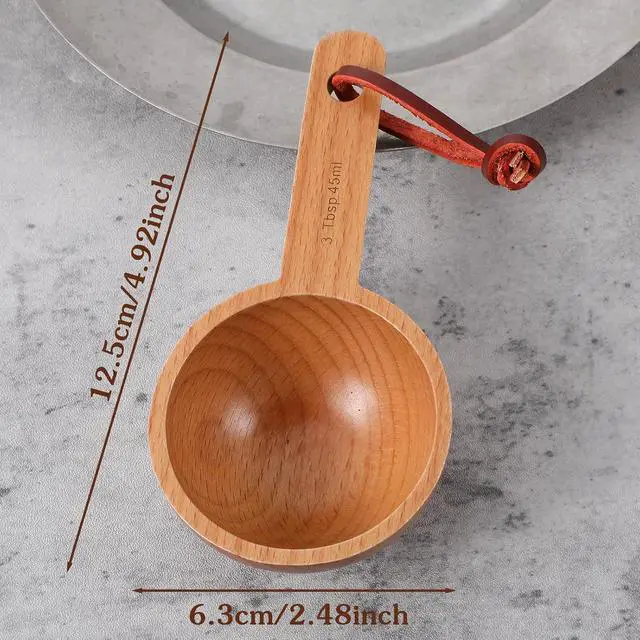 Alt view image 2 of 7 - 3 Tablespoon Scoop Wooden Measuring Cups 45ml 3 Tbsp Cookie Scoop Retro Coffee Spoons Wooden Scoops for Jars Dry Ingredients Ground Tea Spice (Wood Color, 3TBSP)