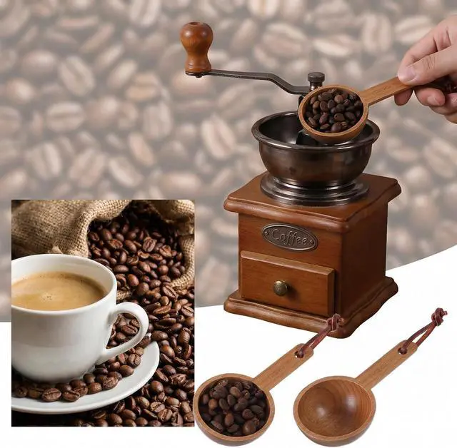 Alt view image 6 of 7 - 3 Tablespoon Scoop Wooden Measuring Cups 45ml 3 Tbsp Cookie Scoop Retro Coffee Spoons Wooden Scoops for Jars Dry Ingredients Ground Tea Spice (Wood Color, 3TBSP)