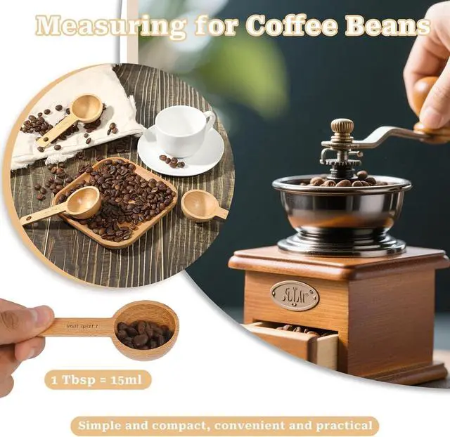 Alt view image 5 of 7 - 4 Packs Small Tablespoon Measuring Scoops for Canisters, 1 Tablespoon/ 15ml Small Sugar Scoop Wooden Coffee Measuring Scoops for Home Kitchen Ground Coffee Tea Sugar Jars Canisters