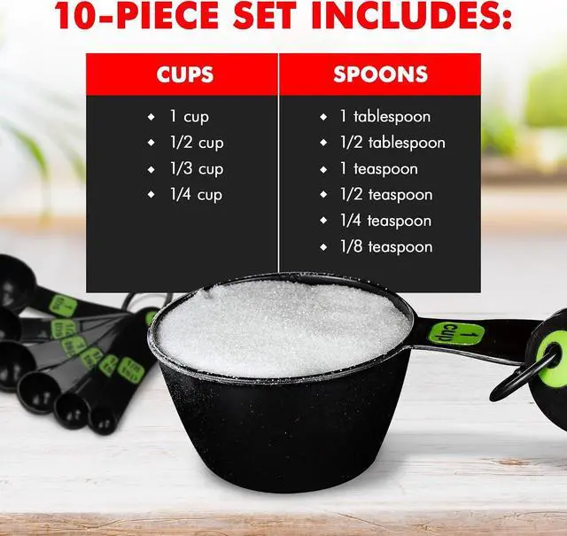 Alt view image 4 of 7 - Chef Craft Easy to Ready Plastic Measuring Cup Set, 10 piece set, Green