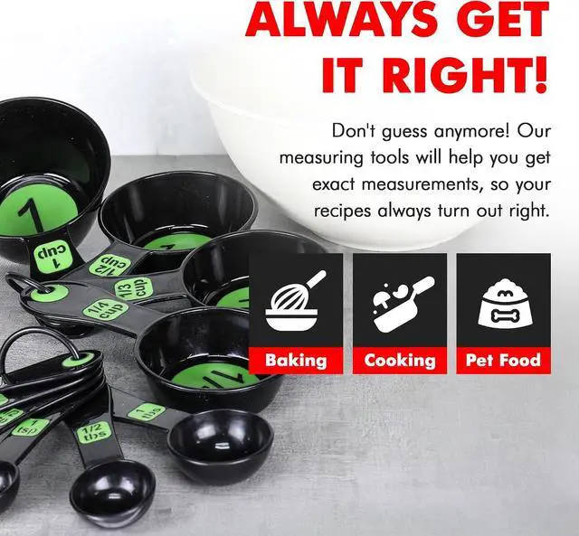 Alt view image 3 of 7 - Chef Craft Easy to Ready Plastic Measuring Cup Set, 10 piece set, Green