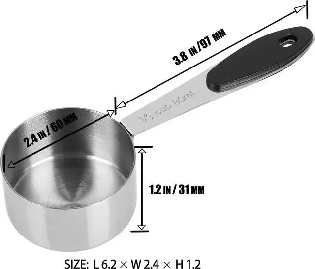 Alt view image 2 of 5 - DOTINGHUX 1/3 Cup Magnetic Grips Stainless Steel Measuring Cup -1PCS