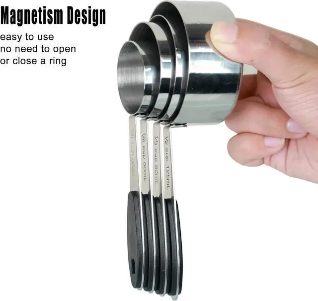 Alt view image 3 of 5 - DOTINGHUX 1/3 Cup Magnetic Grips Stainless Steel Measuring Cup -1PCS