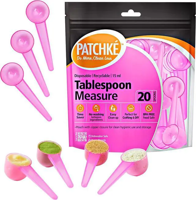 Main image of Disposable Measuring Spoons, Fits in Jar, Good for Formula, Coffee, Pet Food (15 ml - 1 Tablespoon - 20 Pack)