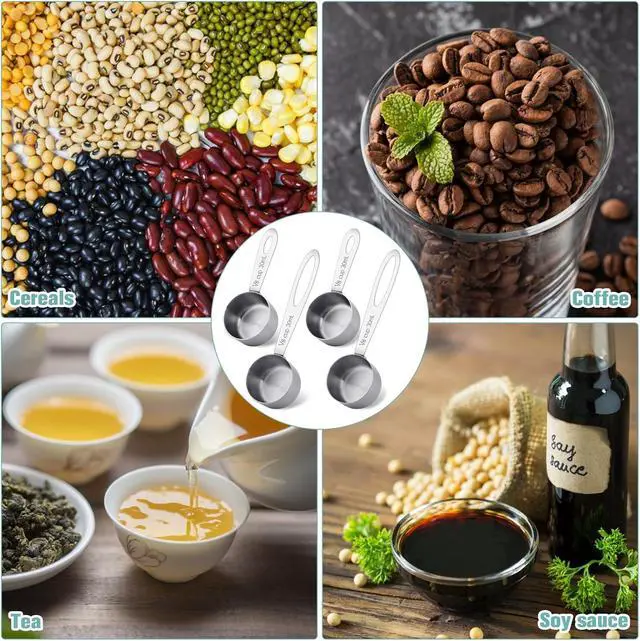Alt view image 4 of 7 - 4Pcs 1/8 Cup Measuring Cup, 30ml Scoop, Stainless Steel Measuring Cups, Coffee Scoops, Measuring Scoops Tablespoon Measure Spoon, Short Handle & Long Handle Cooking Measuring Scoop(30ML)