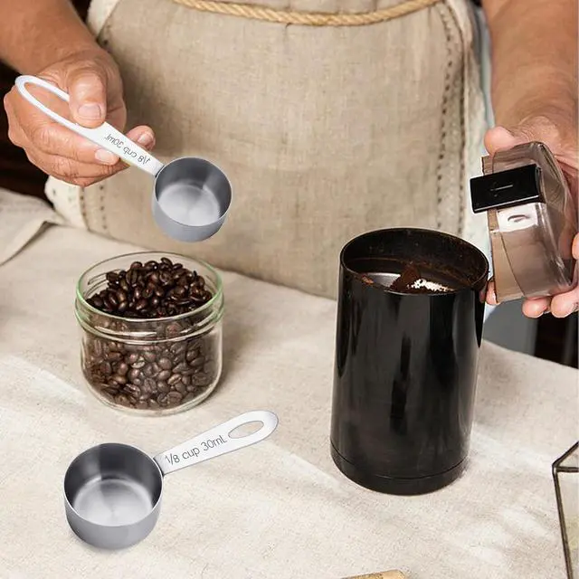 Alt view image 6 of 7 - 4Pcs 1/8 Cup Measuring Cup, 30ml Scoop, Stainless Steel Measuring Cups, Coffee Scoops, Measuring Scoops Tablespoon Measure Spoon, Short Handle & Long Handle Cooking Measuring Scoop(30ML)