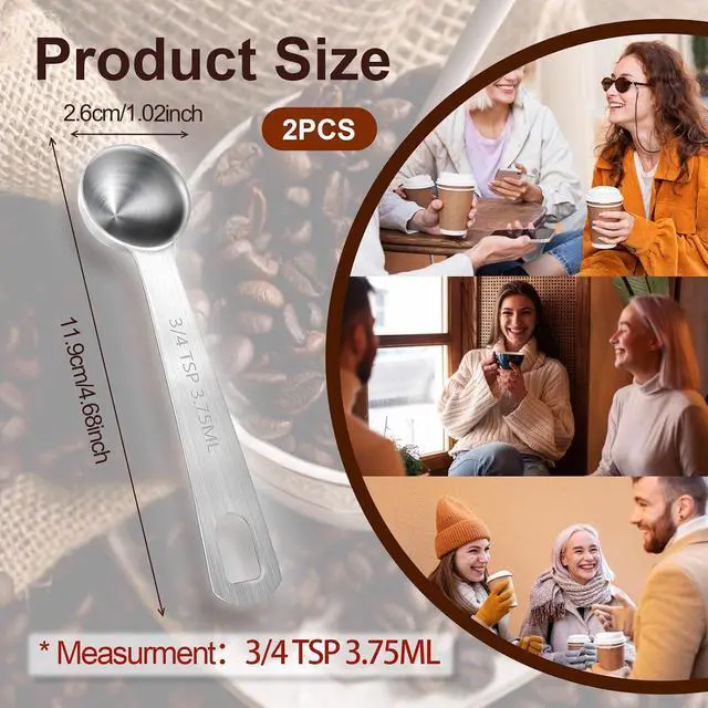 Alt view image 2 of 7 - Measuring Spoons, 2 Pcs Stainless Steel Tablespoon 3.75ML / 3/4 TSP, Small Metal Teaspoons for Measuring Dry and Liquid Ingredients