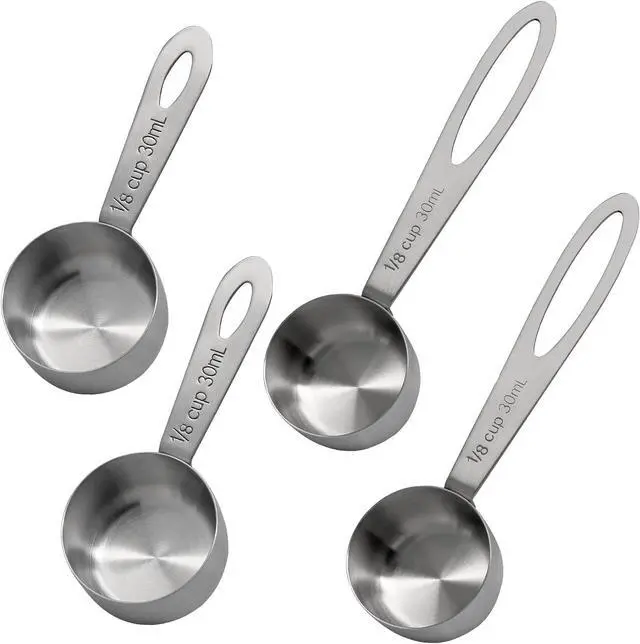 Main image of Luomorgo Stainless Steel Measuring Scoops, 1/8 Cup (30ml), 4 Pcs
