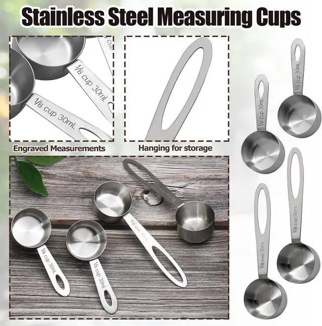 Alt view image 2 of 7 - Luomorgo Stainless Steel Measuring Scoops, 1/8 Cup (30ml), 4 Pcs