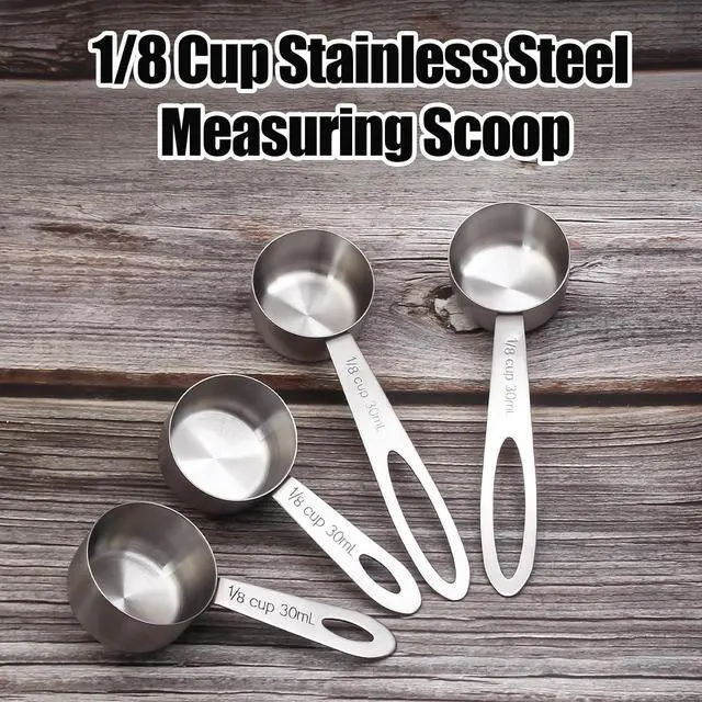 Alt view image 4 of 7 - Luomorgo Stainless Steel Measuring Scoops, 1/8 Cup (30ml), 4 Pcs