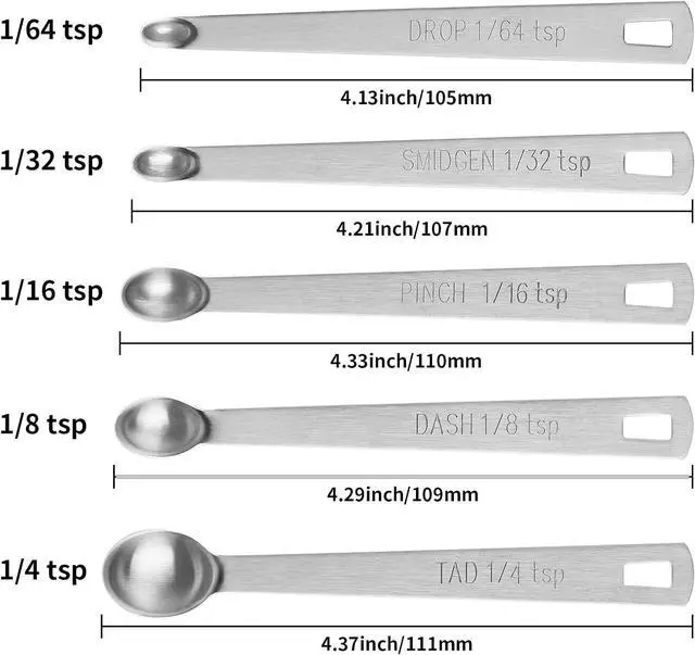Alt view image 2 of 7 - Cuttte 5PCS Small Measuring Spoons Set Teaspoon 1/4 1/8 1/16 1/32 1/64 tsp