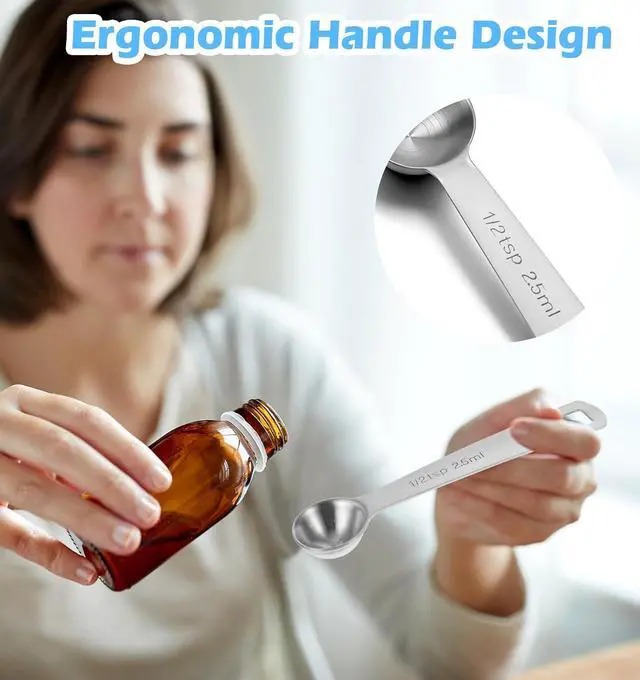 Alt view image 3 of 7 - 1/2 Teaspoon Measuring Spoons, 3Pcs Stainless Steel Short Design Kitchen Tools for Precise Cooking Baking Spices Measurement, 2.5ml