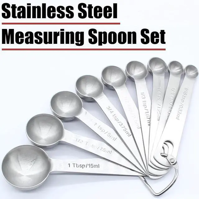 Alt view image 3 of 7 - Luomorgo 9 Pcs/Set Measuring Spoons Set, Stainless Steel Tablespoons
