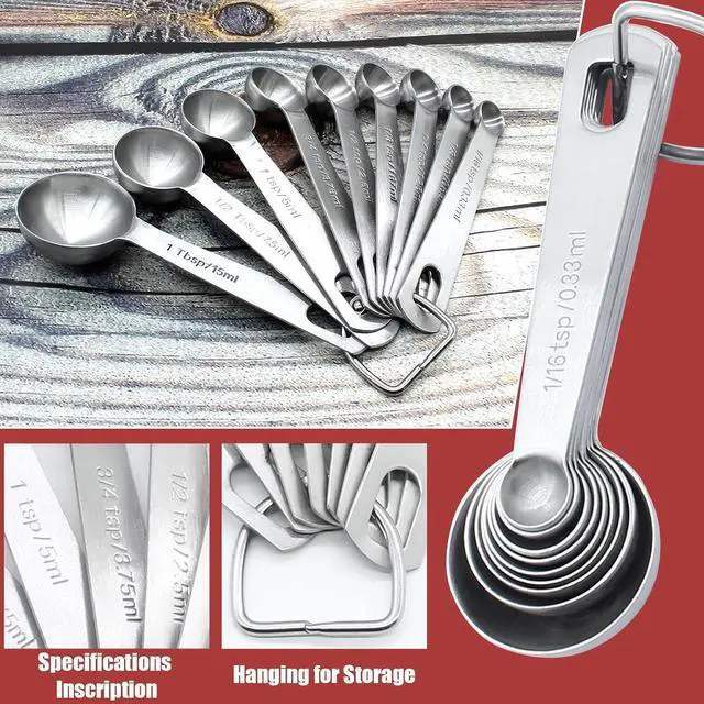 Alt view image 4 of 7 - Luomorgo 9 Pcs/Set Measuring Spoons Set, Stainless Steel Tablespoons