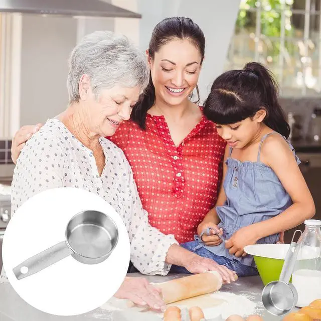 Alt view image 7 of 7 - 4pcs 1/4 Measuring Cup Scoops, 60ml Stainless Steel Metal Measuring Cups with Inner Scale for Kitchen Liquid & Dry Ingredients Coffee Baking Cooking (Silver)