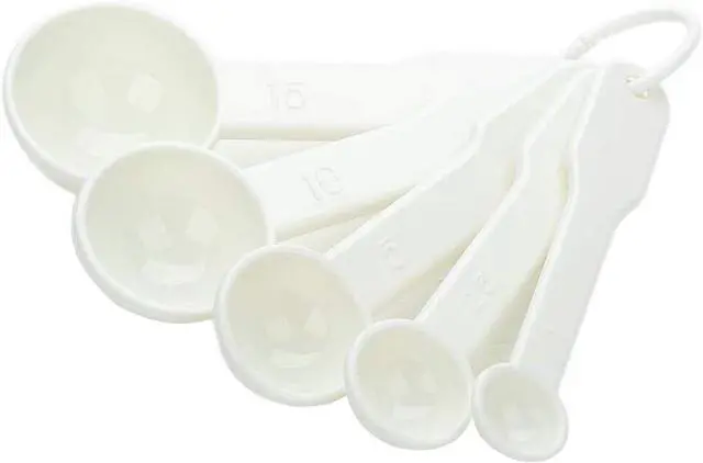 Main image of 5 in 1 White Plastic 1g 2.5g 5g 10g 15g Measuring Spoons Set Kitchen Baking Tools