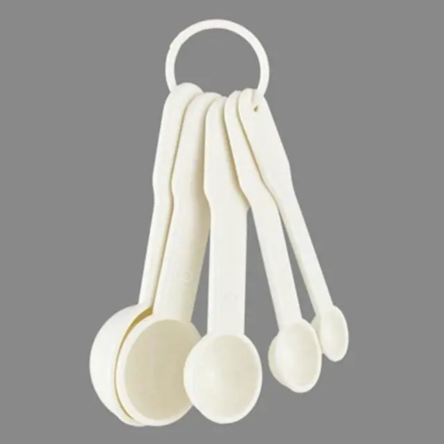 Alt view image 4 of 7 - 5 in 1 White Plastic 1g 2.5g 5g 10g 15g Measuring Spoons Set Kitchen Baking Tools