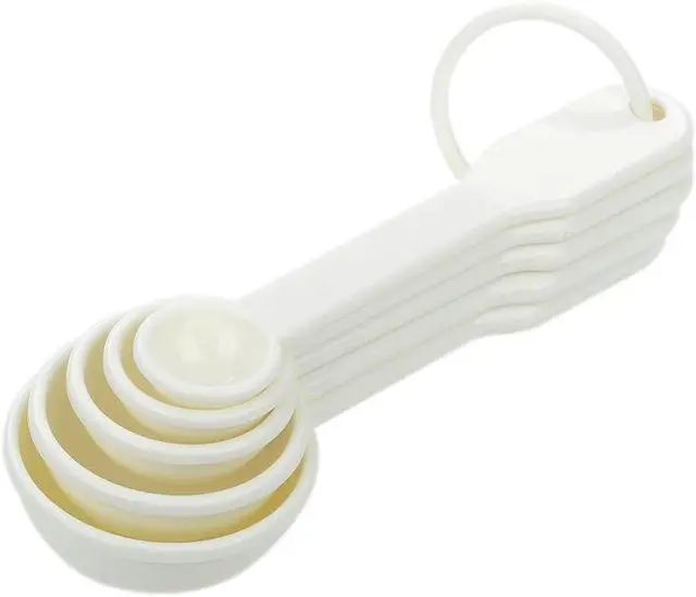 Alt view image 6 of 7 - 5 in 1 White Plastic 1g 2.5g 5g 10g 15g Measuring Spoons Set Kitchen Baking Tools